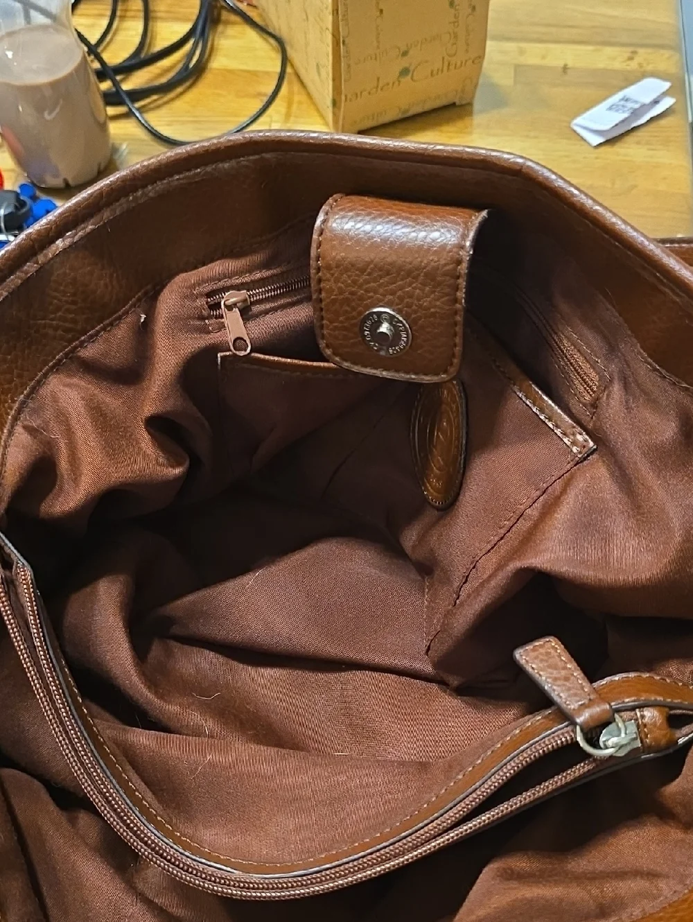 ETIENNE AIGNER Brown Leather-Trim Patterned Tote Bag - Picture 4 of 7